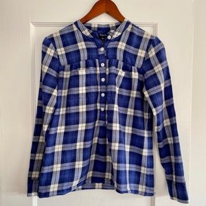 Madewell Plaid Popover Lightweight Blouse
